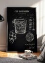 Old Fashioned Cocktail Patent Plakat / 21x30