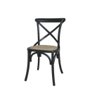Fransk spisestuestol i sort med rottingsete   Chic Antique