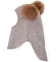 Huttelihut Balaclava Wool Alpaca Pompoms   CAMEL MELANGE   52\2 4Y
