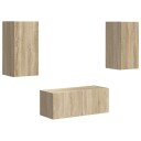  TV benksett Veggmontert 6 pcs Sonoma eik Konstruert tre