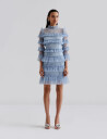 Malina Carmine Frill Mini Lace Dress   Blue   XS