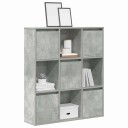 Bokhylle betonggrå 89x24x101,5 cm konstruert tre