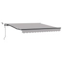 Automatisk Uttrekkbar Markise med LED Lys Grå 300x250 cm  Markise Erstatningsstoff for 3x2.5 m Ramme Lys Grå