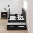 Oppbevaringsseng i svart eik 90x190 cm