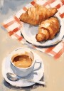 Croissants and Espresso Café Breakfast French italian Brunch Plakat Plakat / 100x150cm