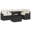 Hagesofa Set med pute 6 pcs Svart Poly rattan