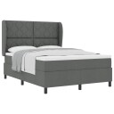  Box Spring Seng med Madrass   Mørkegrå 140x190 cm Stoff