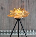 Telysholder Blomst på fot liten i gult glass