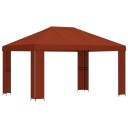 vidaXL Paviljong 4 × 3 m Terrakotta Polyester og stål 190 gsm