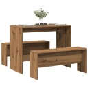  Sett med spisebord og benker 3 deler artisan eik konstruert tre 8721158415943