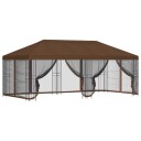 vidaXL Paviljong med sidevegger 6 x 3 m Brun Polyester og stål 190 gsm