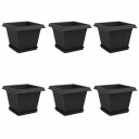 vidaXL Plantepotter 6 pcs Svart 28,5 x 28,5 x 22 cm Plast