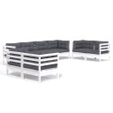 vidaXL Hagesofagruppe med puter 8 deler heltre furu