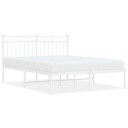vidaXL Sengeramme i metall med hodegavl hvit 135x190 cm 8721012210486