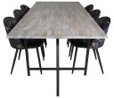 Venture Design Jepara & Velvet spisegruppe Grå/flerfarget 6 st stoler & bord 250 x 100 cm