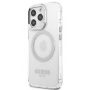 Guess Hardt Mobildeksel for iPhone 13 Pro / 13 med MagSafe Sølv Metallkonturer