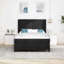  Box Spring Seng med Madrass og LED Svart 140x200 cm Stoff