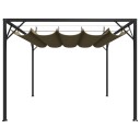 vidaXL Paviljong for vegg med uttrekkbart tak 3x3 m gråbrun 180 g/m²