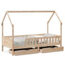  Barnesengeramme med skuffer svart 90x200 cm heltre furu 3302032