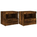  Nattbord med LED 2 stk røkt eik 50x40x45 cm 8721012253568