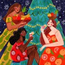 Festive Christmas fruit women Plakat Plakat / 50x50cm