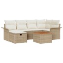  7-delt hagesofa med puter Beige Poly Rattan