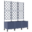 vidaXL Hageplanter med espalier og hjul 3 stk. Grå 120 x 40 x 149 cm