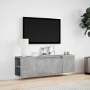  Vegghengt TV-benk med LED-lys betonggrå 135x31x39,5 cm