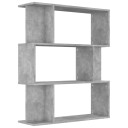 vidaXL Bokhylle/Romdeler betonggr? 80x24x96 cm sponplate