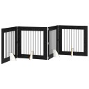 Vidaxl Foldbar Hundegitter Med Stativer 4 Stk. Svart Eik 321 cm