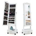 Smykkeskap speilskap med full lengde speil & skuffer & LED hvit