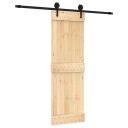 vidaXL Skyvedør Naturlig og svart 70 x 210 cm Massiv Furu Tre