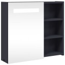 Baderomsspeilskap med LED-lys grå 60x13x52 cm