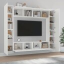 vidaXL TV-skapsett 8 deler hvit konstruert tre