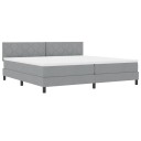  Box Spring Seng med Madrass Lys Grå 200x200 cm Stoff
