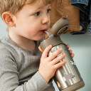 Done By Deer Insulated Straw Bottle Tiny Trails Green 340 Ml Silver