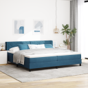  Box Spring Seng med Madrass Mørk Blå 200x200 cm Fløyel