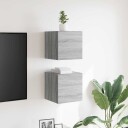 vidaXL Vegghengte TV-benker 2 stk grå sonoma 30,5x30x30 cm