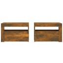 vidaXL Nattbord 2 stk med LED-lys røkt eik 60x35x40 cm