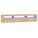 vidaXL TV-benk med LED-lys sonoma eik 195x35x40 cm