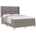  Box Spring Seng med Madrass i Taupe 140x190 cm Stoff