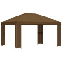  Paviljong 4 × 3 m Gråbrun Polyester og stål 190