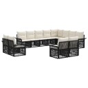 vidaXL Hagesofa Set 12 stk. Svart og Kremhvit polyrotting
