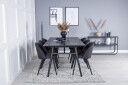 Venture Home Sleek Spisegruppe Forlengningsbar 195 cm Rektangulær med 6 Velvet Stoler Sort