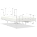 vidaXL Sengeramme i metall med hode- og fotgavl hvit 100x200 cm 8721012211605
