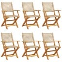  Sammenleggbare hagestoler 6 stk beige polyrotting og heltre 3214563