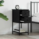  Nattbordskap med skuff 2 pcs Svart eik 32 x 42 x 70 cm