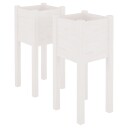 vidaXL Plantekasser 2 stk hvit 31x31x70 cm heltre furu
