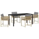 5-delt Hage Spise Set med Puter Beige Poly Rottning
