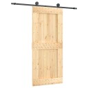 vidaXL Skyvedør Naturlig og svart 90 x 210 cm Massiv Furu Tre